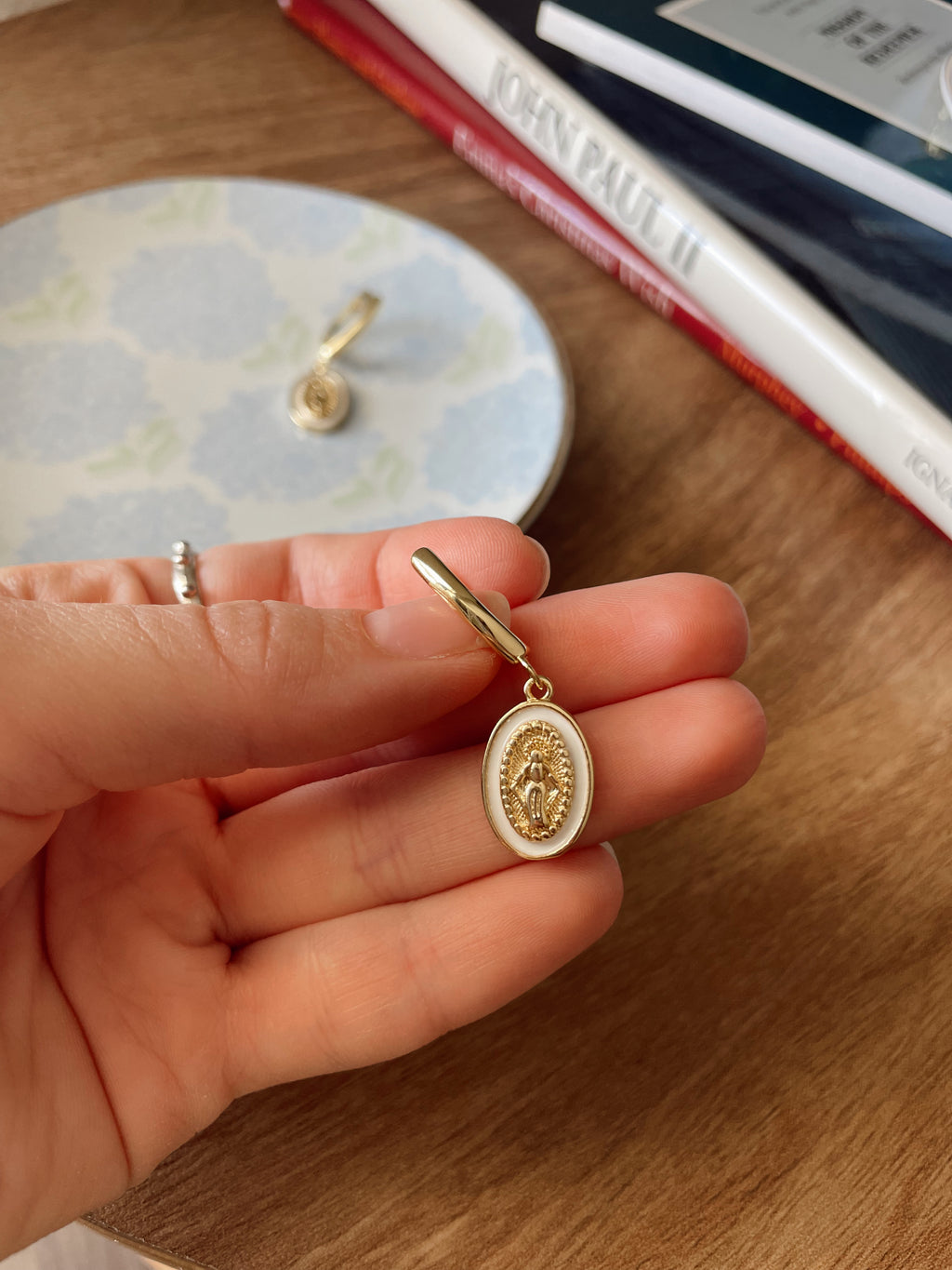 Our Lady of Guadalupe Gold Filled Huggie Earrings - PREORDER