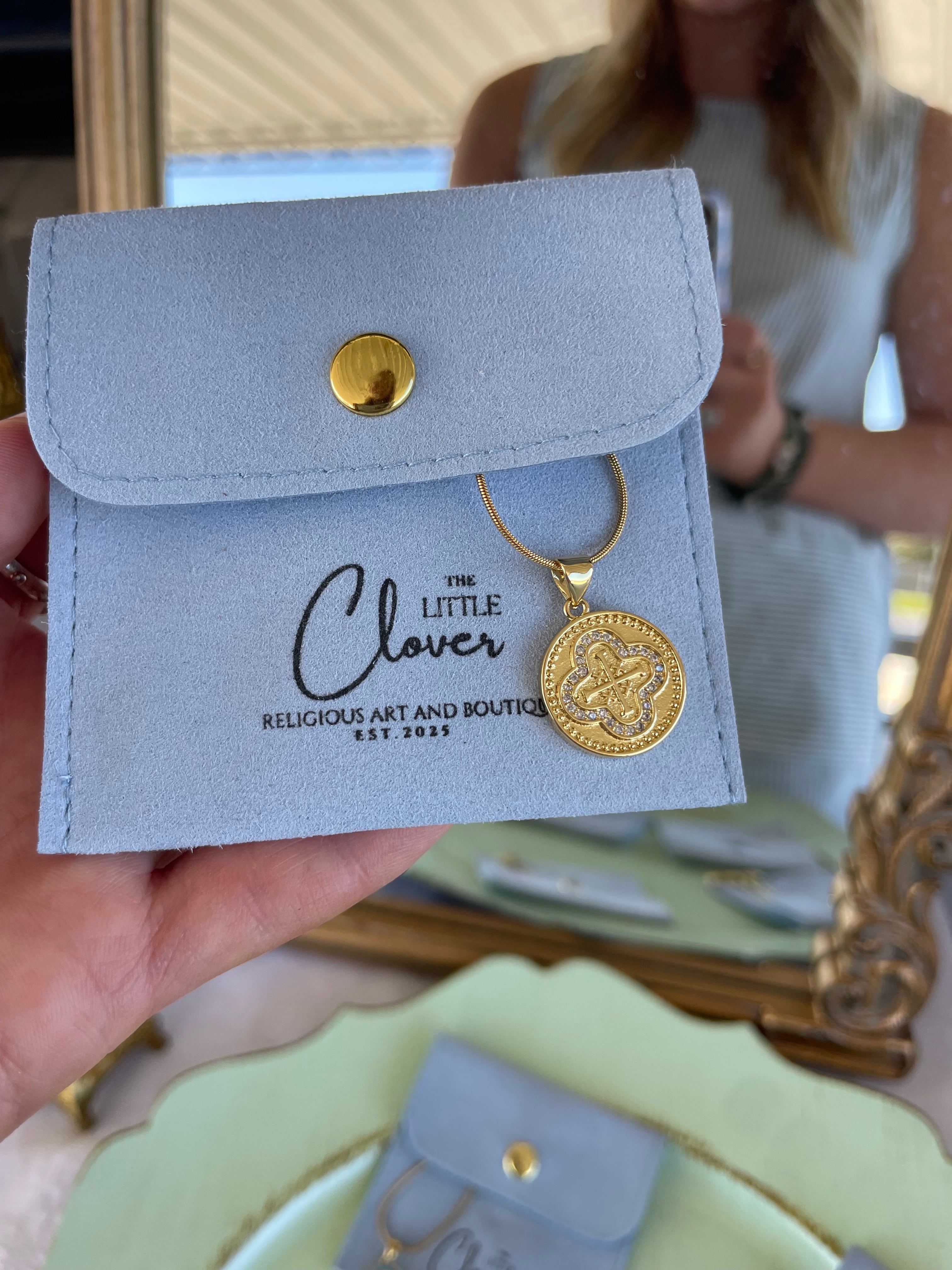 Clover Cross Charm Necklace