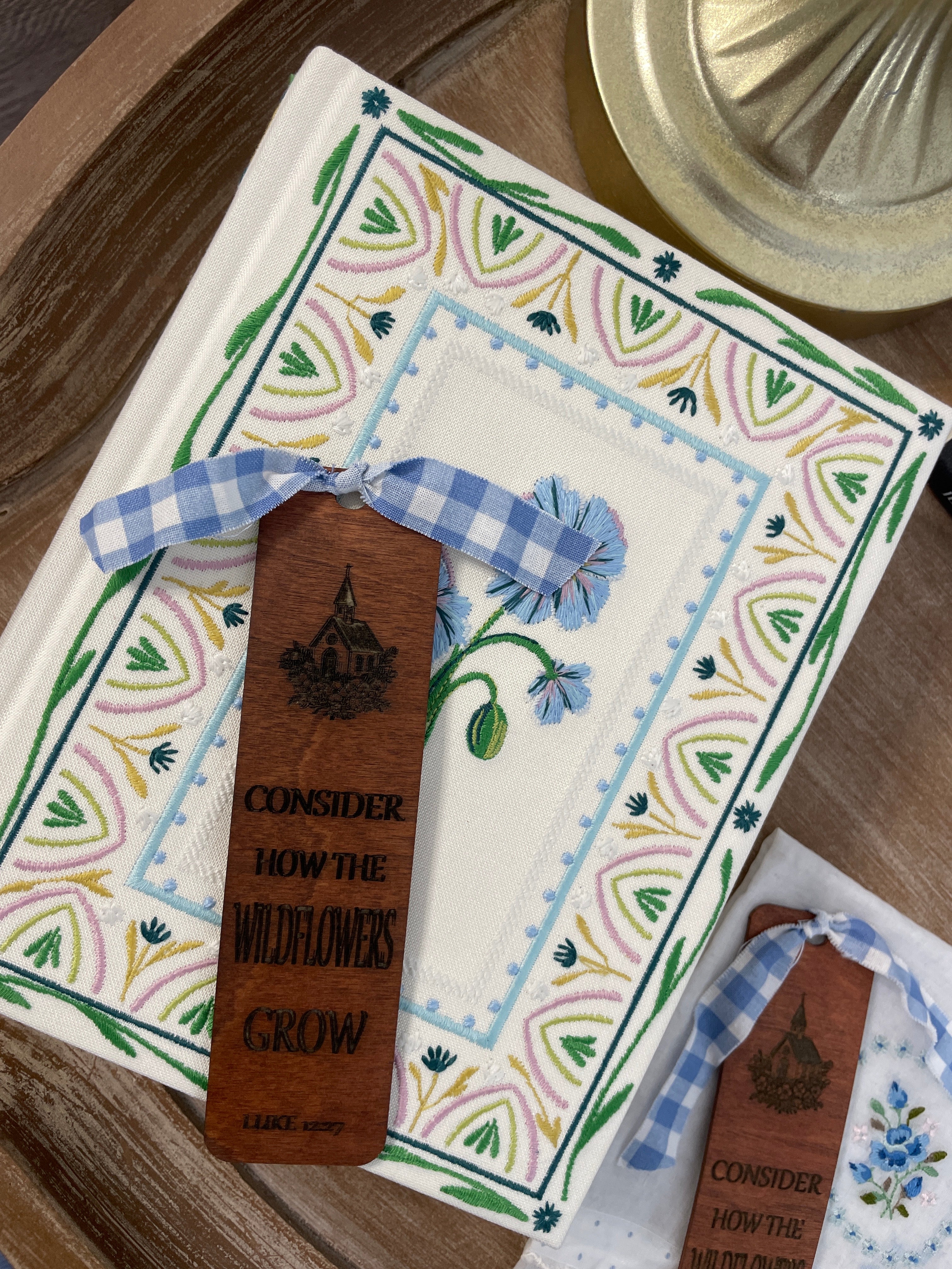 Consider the Wildflowers Wooden Bookmark