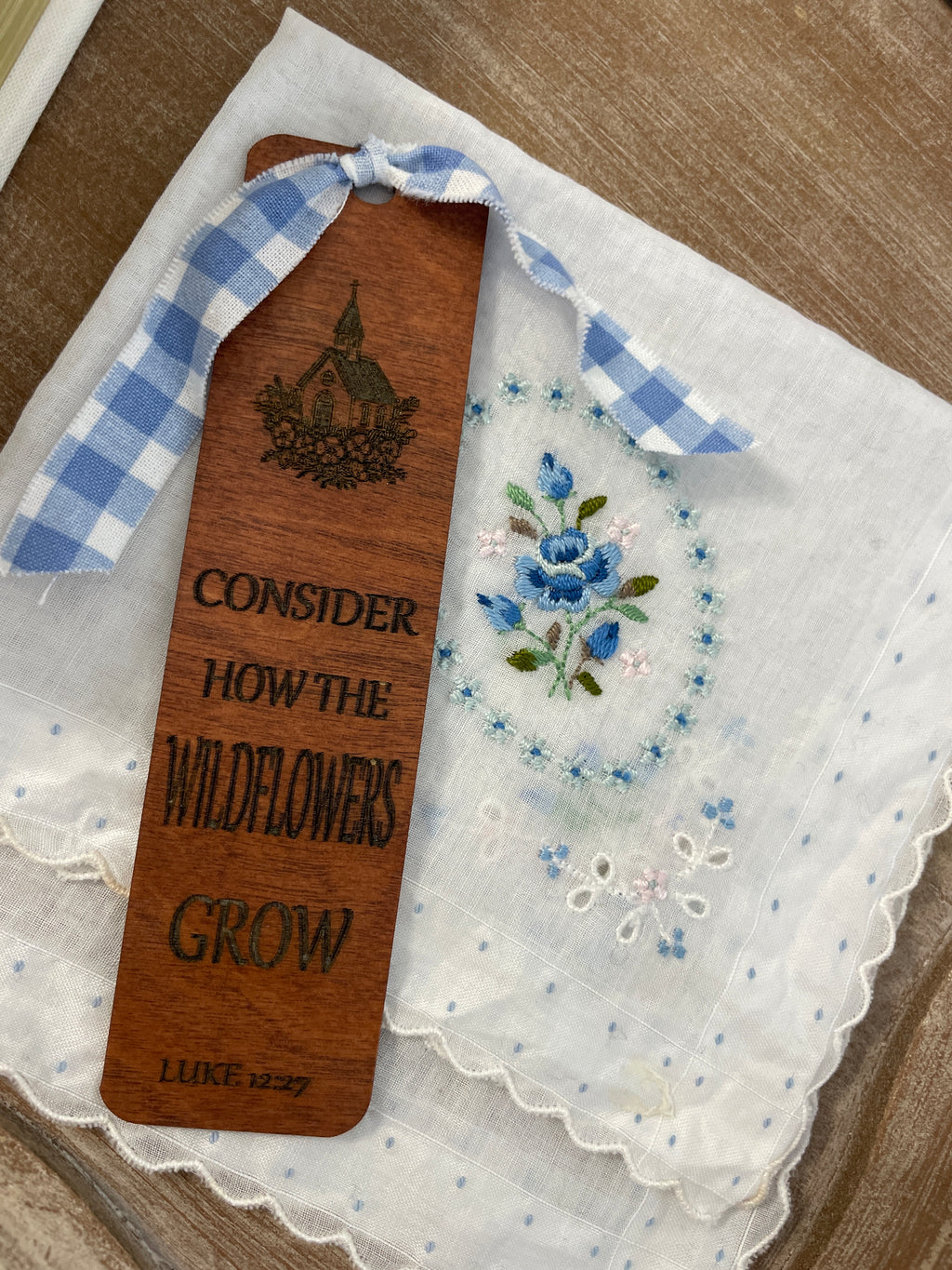 Consider the Wildflowers Wooden Bookmark